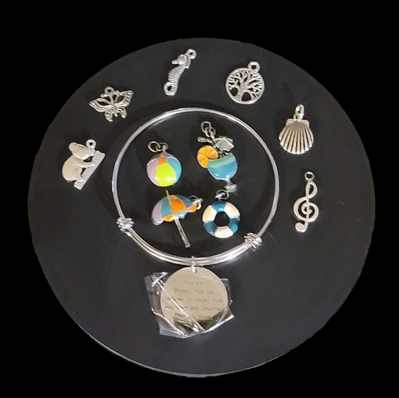 NEW Inspirational Charm Bangle Bracelet with Extra Charms - Picture 3 of 4